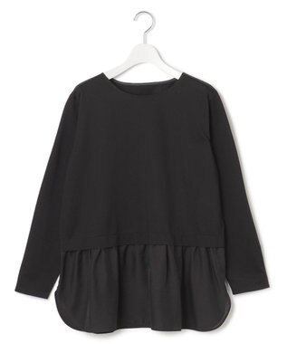 23区 【洗える】シアータフタ コンビ カットソー ブラック系