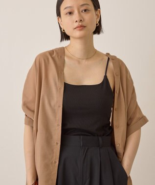 AMERICAN HOLIC 【カップ付き】細リブキャミソール Black