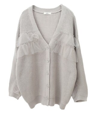 earth music&ecology チュールフリルカーディガン Light Gray