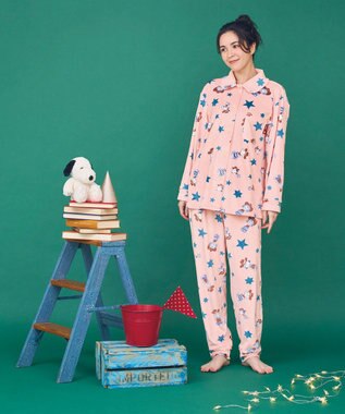 WACOAL ワコール_リラックス＆スリープ パジャマ フリース素材(本体) あったか 長袖 長ズボン PEANUTS スヌーピー レディース FDW463 /ワコール ピンク