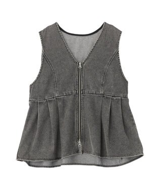 Green Parks デニムペプラムジレ Black