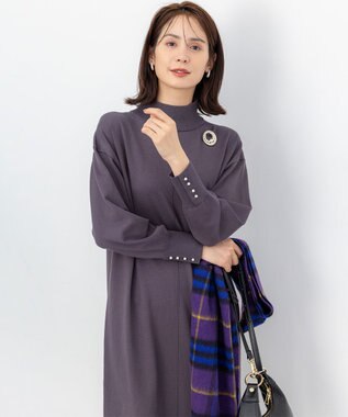 組曲 【WEB限定】スムースストレッチニット ワンピース グレー系