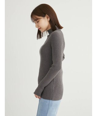 Green Parks ・Ｐｅｔｉｔ　Ｆｌｅｕｒ　ボトルネックリブニット Charcoal Gray