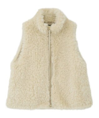 YECCA VECCA カーリーファーZIPジレ Beige