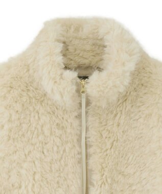 YECCA VECCA カーリーファーZIPジレ Beige