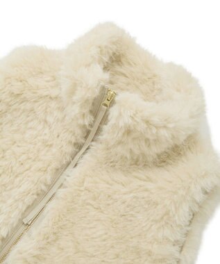 YECCA VECCA カーリーファーZIPジレ Beige