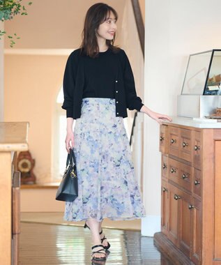 ANY SIS 【洗える】タックスリーブパール調 ニット ブラック