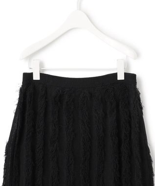 ICB 【洗える】カットジャガード ニットスカート ブラック系