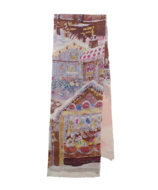 MOONBAT Hanato(ハナト) シルクウールストール クリスマスマーケット／幅60cm ピーチ