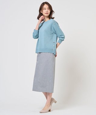 J.PRESS LADIES L DRY COMFORT クルーネック ニット アクア系