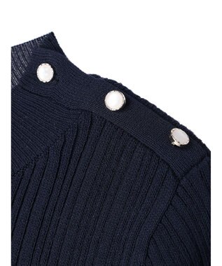 earth music&ecology ショルダーボタンリブニットプルオーバー Dark Navy