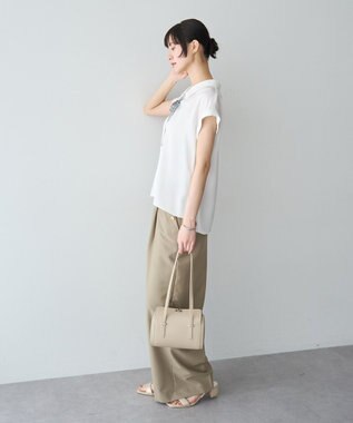 YECCA VECCA 2wayストライプリボンブラウス Off White