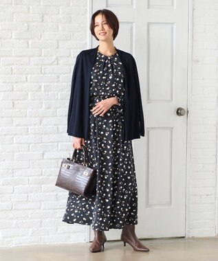 自由区 【セットアップ対応・洗える】ドットプリント スカート ネイビーベース