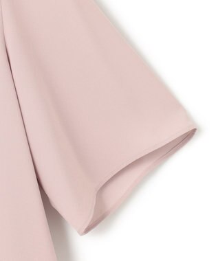 ICB L 【接触冷感・UVケア・速乾・洗える】BackSatinAmunzen 5分袖Vネックボウタイブラウス ヘイズピンク系