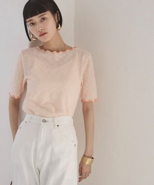 WEGO 【ANGIE VINTAGE】シアーボーダーメロウトップス オレンジボーダー