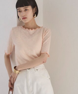 WEGO 【ANGIE VINTAGE】シアーボーダーメロウトップス オレンジボーダー