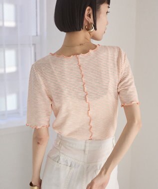 WEGO 【ANGIE VINTAGE】シアーボーダーメロウトップス オレンジボーダー