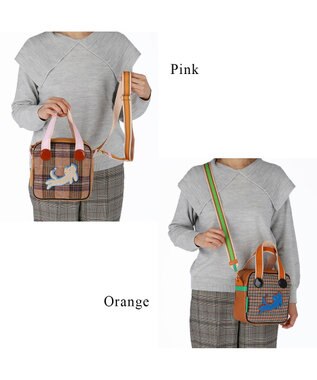 tsumori chisato CARRY ウールチェック ショルダーバッグ 2way ミニバッグ ピンク