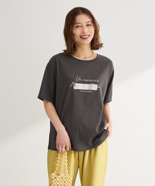 Green Parks 【適ON】箔プリントロゴＴシャツ Charcoal Gray