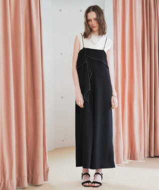 YECCA VECCA ラッフルキャミオールインワン Black