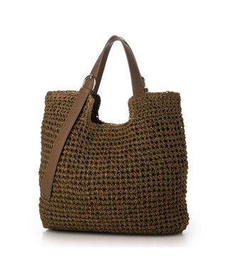 UNBILLION カシュカシュ cachecache / ベルトハンドルクロッシェトート カゴバッグ ブラウン