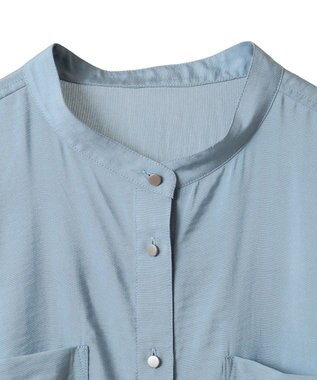 AMERICAN HOLIC 接触冷感Wポケット5分袖ショートシャツ Sax