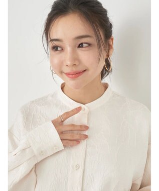 earth music&ecology フラワージャガードシャツ Ivory