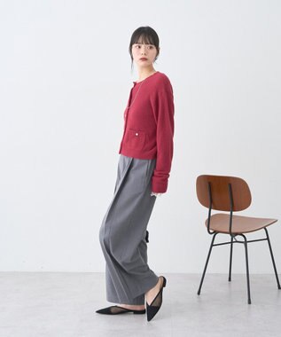 earth music&ecology 【イージーケア】パウダーシャギークルーネックカーディガン Bordeaux