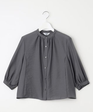 J.PRESS LADIES 【洗える】シアーブライトローン バンドカラー ブラウス グレー系