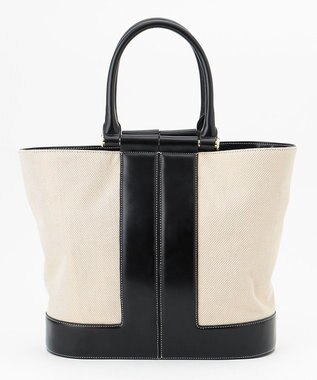 23区 キャンバスコンビ トートバッグ ホワイト×ブラック