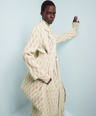 JOSEPH アルコーブ　インターシャ　ニットコート Pale Olive/Ivory