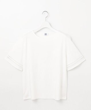 J.PRESS LADIES L 【接触冷感】コットンスムース 刺繍スリーブ カットソー ホワイト系