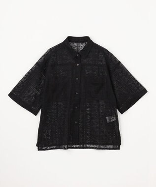 ANY レースハーフスリーブシャツ ブラック
