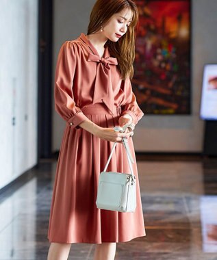 Tiaclasse 【洗える】リボンボウタイワンピース ピンク