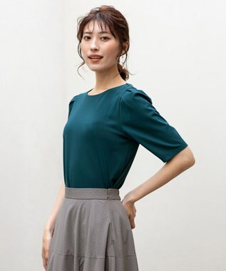 ANY SIS 【接触冷感・UVカット・洗える】ハイストレッチスムースタックスリーブ カットソー ダークグリーン