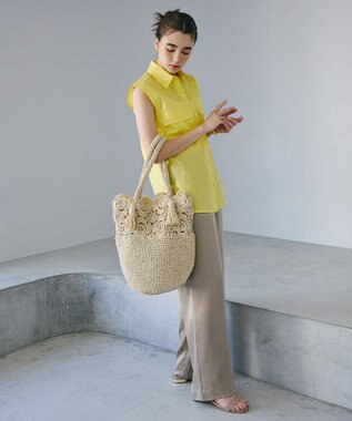 TOPKAPI 【TREASURE TOPKAPI】フラワーモチーフ ペーパー トートバッグ ベージュ