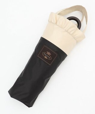 TOCCA 【晴雨兼用・UVカット100%生地】LOGO FRILL UMBRELLA 折り畳み傘 収納バッグ付き ブラック系