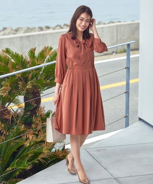 Tiaclasse 【洗える】リボンボウタイワンピース ピンク