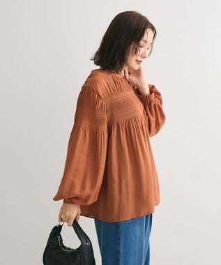 Green Parks マジョリカプリーツブラウス Brick Red