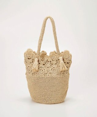 TOPKAPI 【TREASURE TOPKAPI】フラワーモチーフ ペーパー トートバッグ ベージュ