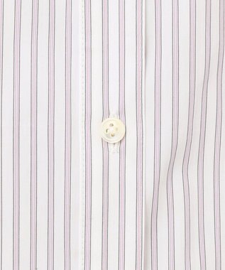 J.PRESS LADIES L 【洗える】BEZ ストライプ フリルネック ブラウス ふじ色系1