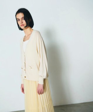GRACE CONTINENTAL ルーズVネックニットカーディガン キナリ