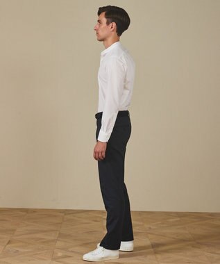 GOTAIRIKU 【シワになりにくい/洗える】ＴＣブロード シャツ_バンドカラー ホワイト系