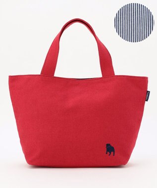 J.PRESS LADIES 【完全受注生産】ポーチ付き キャンバス ミニトートバッグ レッド×ストライプ系