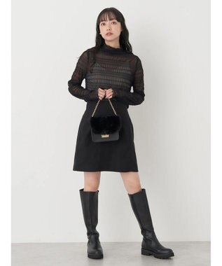 earth music&ecology ジャガードシャーリングシアートップス Black