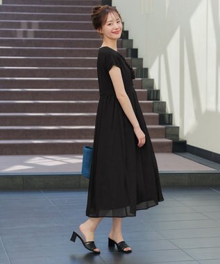 Tiaclasse L 【洗える】フリルワンピース ブラック