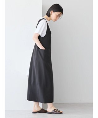 AMERICAN HOLIC イージーケアＵネックＩラインワンピース Black