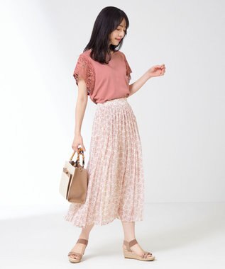 ANY SIS S 袖モチーフレース カットソー テラコッタ