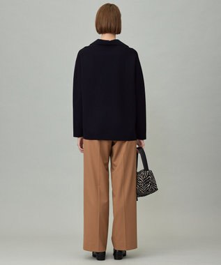 ICB L 【洗える】 シンセティックダブルフェイス スキッパーニットプルオーバー ネイビー系