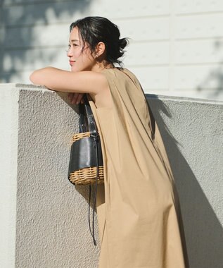 #Newans 【ANSWER for モダンベーシック】ダブルVネックロングワンピース キャメル系